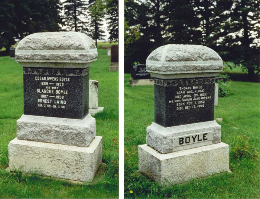 Headstones of Edgar Boyle, Blanche Boyle, Ernest Laing, Thomas Boyle ...