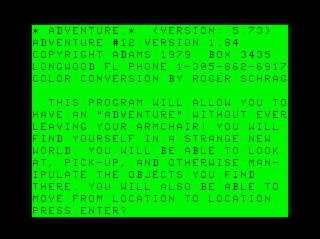 Adventure #12: Golden Voyage Intro screen #1