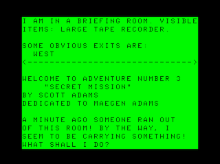 Adventure #3: Secret Mission game screen #1