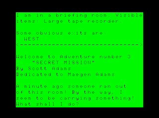 Adventure #3: Secret Mission game screen #2 (lowercase version