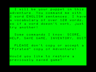 Adventure #9: Ghost Town Intro screen #4 (lowercase version)