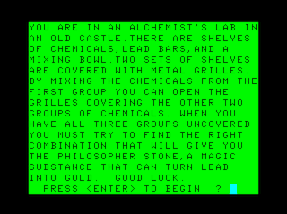 The Alchemist's Laboratory intro screen #3