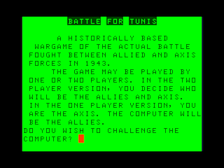 Battle for Tunis intro screen #2