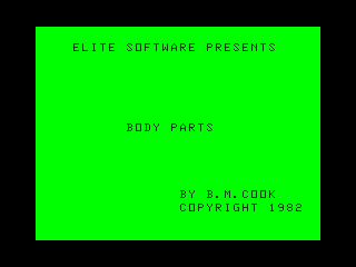 Body Parts initial title screen