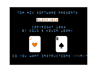Blackjack intro screen