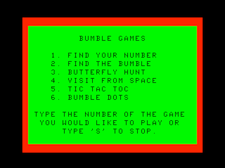 Bumble Games game screen #1 (Main Menu)