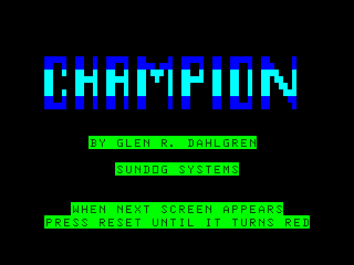 Champion intro screen #1