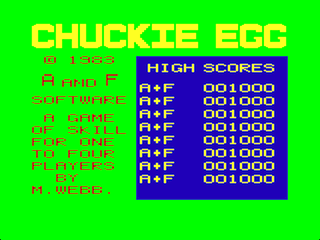 Chuckie Egg intro screen #1