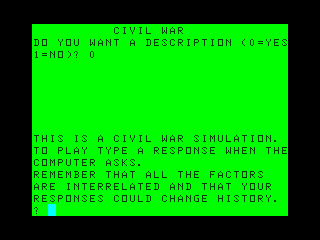 Start screen of Civil War