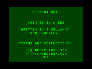 Cliffhanger intro screen #1