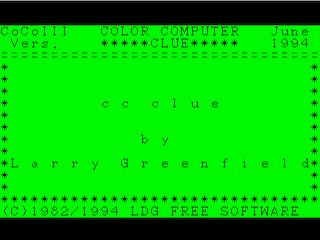 Color Computer 3 Clue intro screen #2
