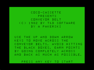 Conveyor Belt intro screen