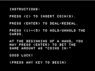 Draw Poker (Gary James) intro screen #5