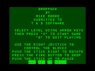 Droppack intro screen
