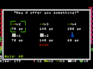 Gem Quest - buying items from a magic statue screen