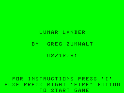 Lunar Lander intro screen #2