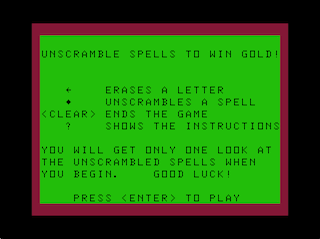 Magic Spells - Scramble Spells instructions screen