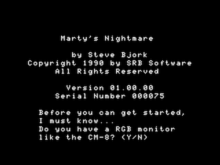 Marty's Nightmare intro screen #1