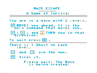 Maze Escape intro screen #2
