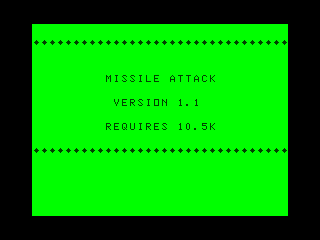 Missile Attack intro screen