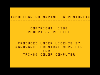 Nuclear Submarine Adventure intro screen