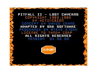 Pitfall II intro screen
