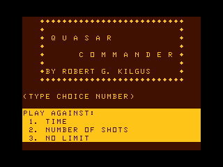 Quasar Commander intro screen