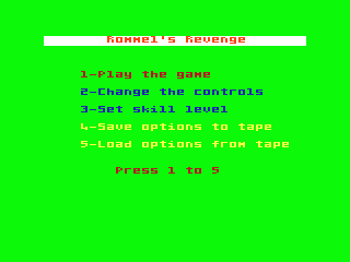 Rommel's Revenge PAL options screen