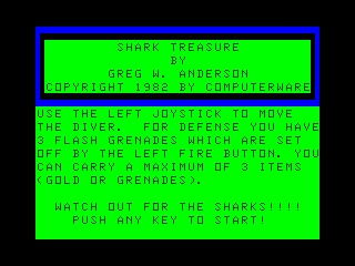 Shark Treasure intro screen
