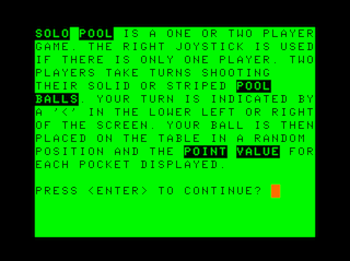 Solo Pool intro screen #2