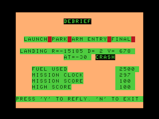 Space Shuttle game screen #8 (debrief)