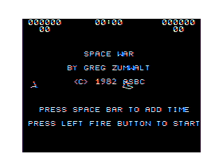 Space War intro screen