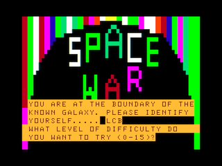Space War (Spectral Associates) intro screen #2