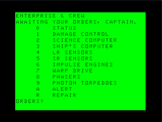 Star Trek III main menu