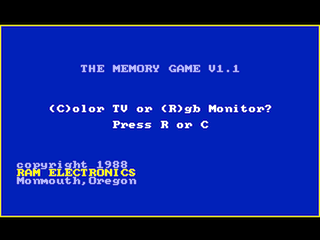 The Memory Game intro screen #1