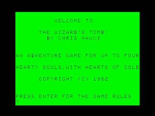 The Wizard's Tomb intro screen #1