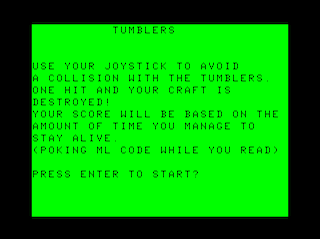 Tumblers intro screen #1