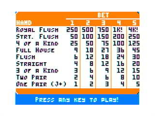 Video Poker (Coco 1/2 version) intro screen #3