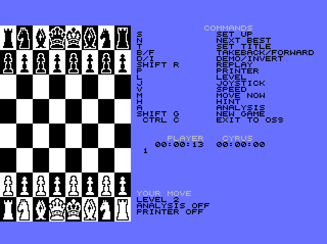 World Class Chess game screen