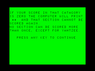 Yahtzee I intro screen #3